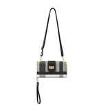 Ladies Tartan Wallet on Crossbody Wristlet Strap Black