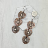 Copper Heart Dangle Earrings with Blue Turquoise Stone