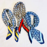 Four Petal Clover Scarf Blue Border