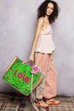 LOVE Bandana Quilted Tote Bag | Green Multi