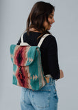 Cotton Wool Woven Teal Burgundy Tan Western Southwestern Aztec Backpack