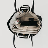 Woven Tiffany Organizer Tote Bag Brown White Checkered