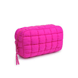 Cloud Nine Quilted Puffer Nylon Cosmetic Pouch in Denim
