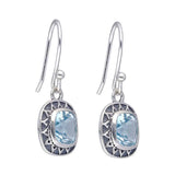 Blue Topaz Dangle Earrings | 925 Sterling Silver with Natural Gemstone
