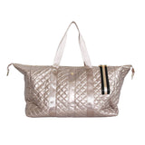 Diamond Quilted Weekender Duffle Bag – Champagne Gold