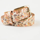 Boho Chic Floral Vegan Leather Adjustable Belt Orange