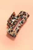 Rectangle Leopard Animal Print Hair Claw Clip Beige