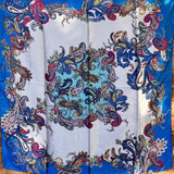Electric Blue Baby Blue Paisley Printed Western Southwestern Wild Rag Scarf