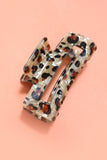 Rectangle Leopard Animal Print Hair Claw Clip Beige