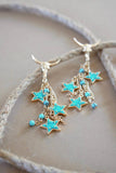 Steer Skull Star Drop Earrings – 18K Shiny Gold