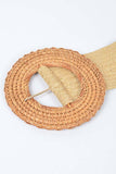 Khaki Oversized Bamboo Buckle Wide Elastic Belt