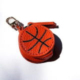Sports Vegan Leather Bag Charm Keychain Basketball