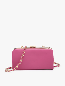 Sue Snap Clasp Wallet Pouch Crossbody Hot Pink Fuchsia