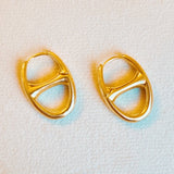 Button Western Equestrian Horse Bit Hoop Earrings