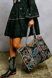 Quilted Tote Bag – Black Multi Striped Binding