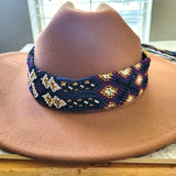 Navy Purple Black White Gold Woven Braided Western Aztec Adjustable Hat Band