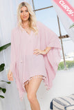 Lightweight Hooded Swimsuit Cover up with Tassels Mauve