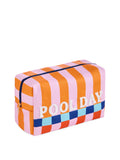 Pool Day Oversized Zip Pouch | Pink & Orange Stripe | Terry Lettering