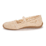 MUK LUKS Women's Shelby Ballerina Flat | Crochet Memory Foam Slip-On