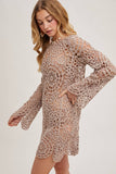 Open Knit Sheer Crochet Beach Dress – Mushroom