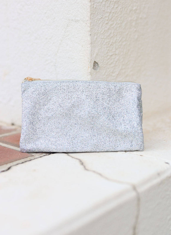 Liz 3 Compartment Crossbody Bag  Silver Glitter