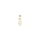 Gold Heart, Star & Hoop Earrings Set of 3