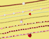 Amore Full Heart Beaded Necklace | Red & Pink Glass Heart Bead | 14K Gold Plated