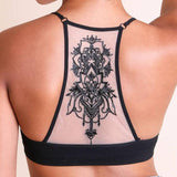 Tattoo Mesh Racerback Bralette Black