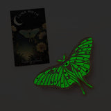 Glow-in-the-Dark Luna Moth Hard Enamel Pin