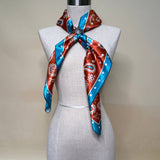Western Cowboy Print Wild Rag Scarf | Rust & Turquoise | 36x36