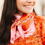 Blush Pink & Orange Floral Boot-Stitch Wild Rag