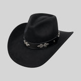 Black Faux Leather Western Hat Band with Silver-Tone Conchos