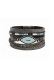 Vegan Leather Evil Eye Stacked Bracelet