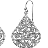 1928 Jewelry Filigree Teardrop Earrings Silver