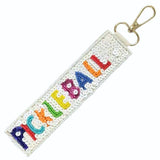 Pickleball Sequin Seed Bead Strap Key Chain Bag Charm