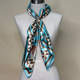 Paisley Wild West Print Silky Wild Rag | Khaki/Jade