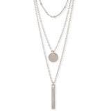 Silver Delicate Chain Triple Layer Charms Necklace