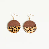 Georgia Dangle Hinged Earring Leopard Print Wood