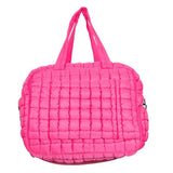 Hot Pink Quilted Puffer Weekender Duffle Bag