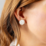 Volleyball Enamel Stud Earrings in White