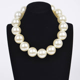 Ivory Oversized Round Faux Pearl Statement Necklace