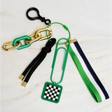 City Hip Jingle Wristlet Key Chain Bag Charm Green Navy Black White Gold