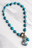 Carolina Iridescent Glass Bead Charm Necklace | Turquoise | Dylan Designs