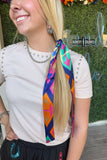 Chico Aztec Skinny Cowgirl Mini Wild Rag Scarf Necktie Purple Pink Blue