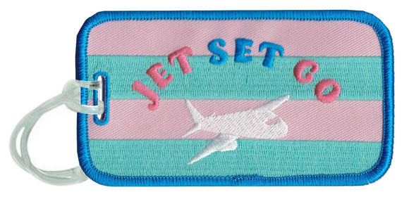 Embroidered Jet Set Go Luggage Tag