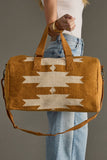 Camel Cream Aztec Duffel Bag - Western Cotton Travel Weekend Bag 19"