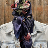 Rose Buds Tassels Printed Western Southwestern Wild Rag Scarf Accent