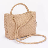 Braided Faux Leather Top Handle Bag – Pink