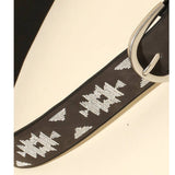 Western Boho Aztec Embroidered Pattern Vegan Leather Belt Ivory