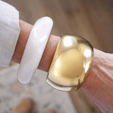 Golden Horizon Two-Tone Sculptural Cuff Bracelet | Gold & Silver Hinge Cuff